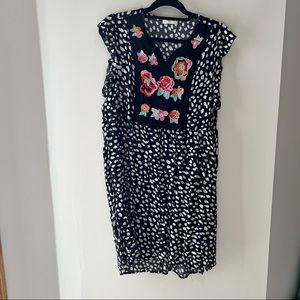 Black and White Embroidered Dress